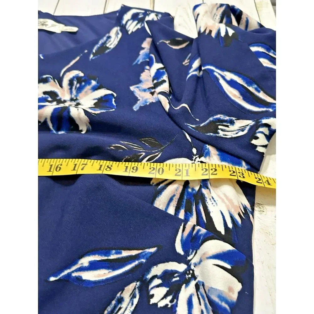 Eliza J White Plus Mini Dress Blue Floral Sz 22W‎ 3/4 Trumpet Sleeves